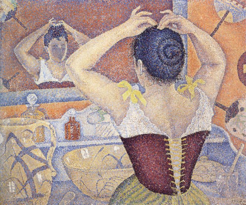 Paul Signac woman arranging her hair opus oil painting image